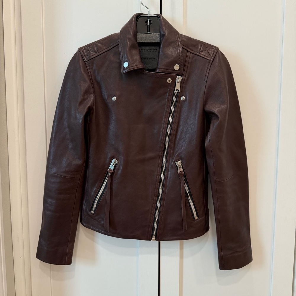 All Saints Dalby Biker Burgundy